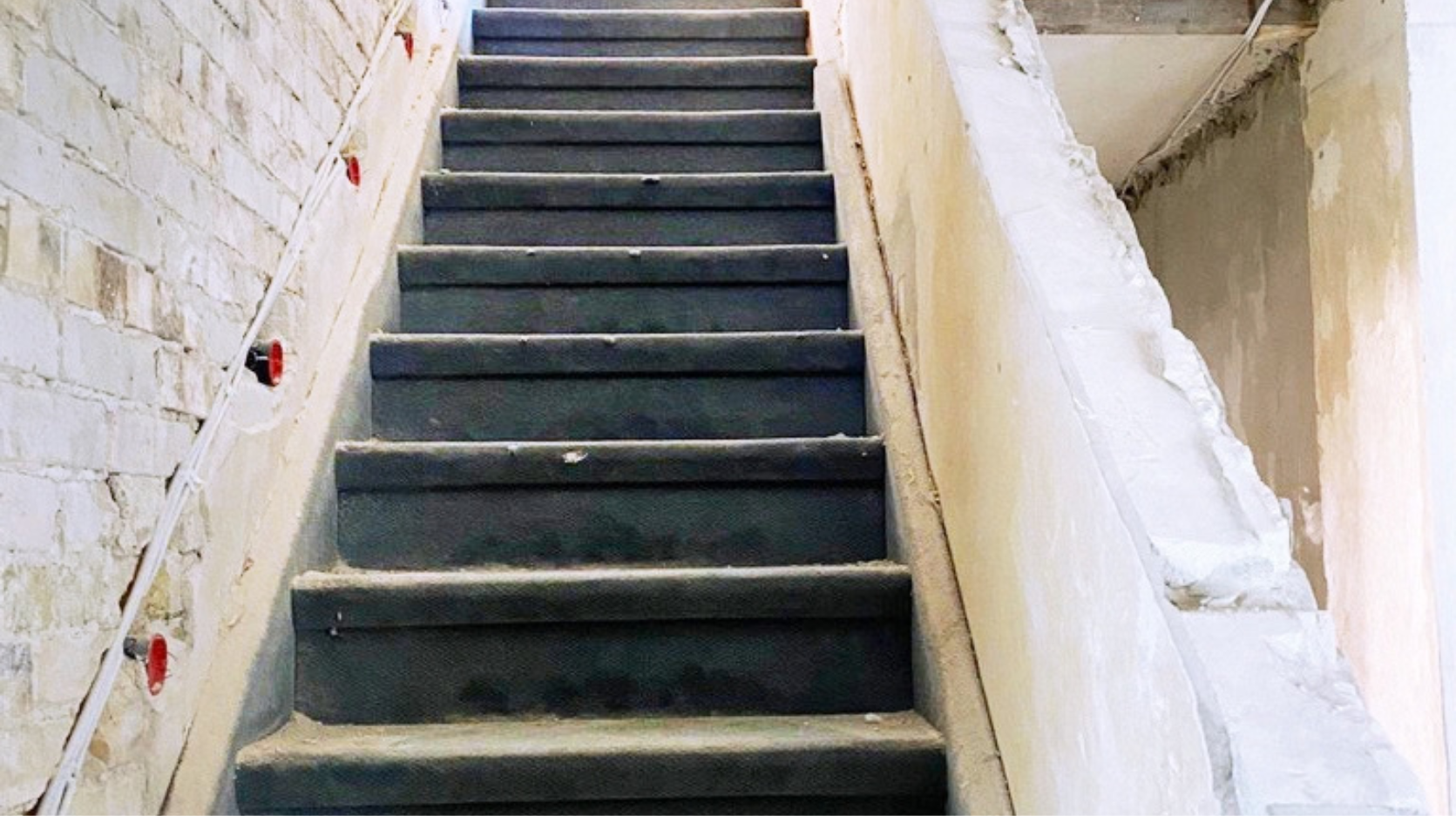 staircase, basement, concrete, handrail, unfinished
