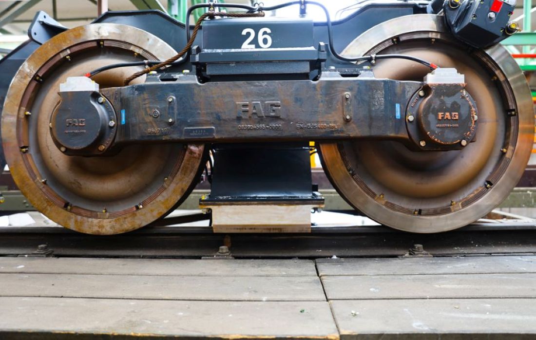 Railway wheelset, Steel train wheels, Industrial machinery, FAG bearings, Rusty metal