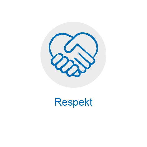 Piktogramm zwei Hände geben sich die Hand, darunter steht Respekt