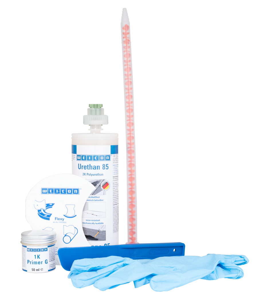 Belt Repair-Kit | Polyurea Reparatur- und Beschichtungsmasse für Oberflächen aus Gummi, Arbeitspackung Belt Repair-Kit | Polyurea Reparatur- und Beschichtungsmasse für Oberflächen aus Gummi, Arbeitspackung