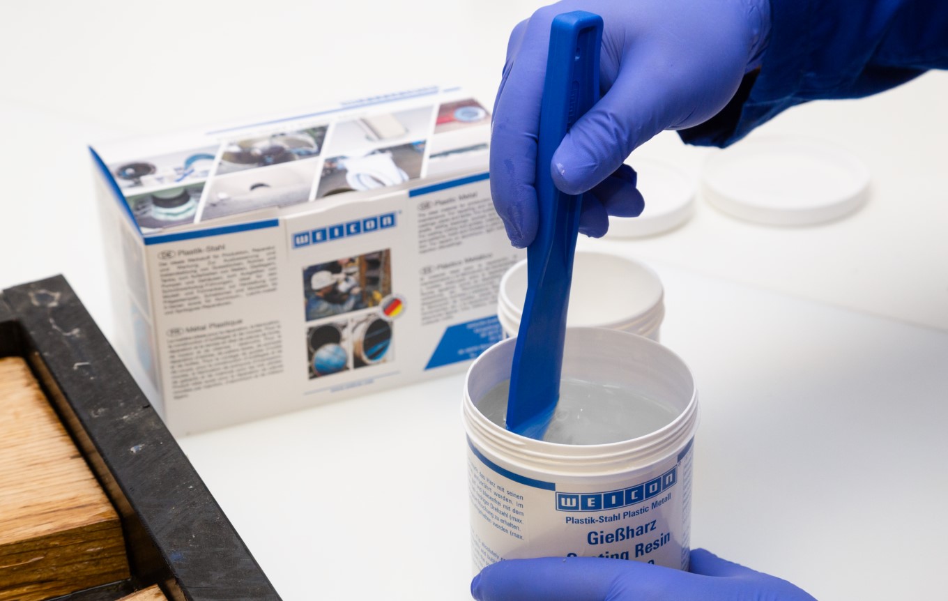 gloves, blue, gloved hand, paint, container