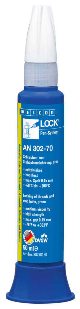 WEICONLOCK® AN 302-70 Locking of Threads and Stud Bolts | high strength, medium viscosity, with drinking water approval WEICONLOCK® AN 302-70 Locking of Threads and Stud Bolts | high strength, medium viscosity, with drinking water approval
