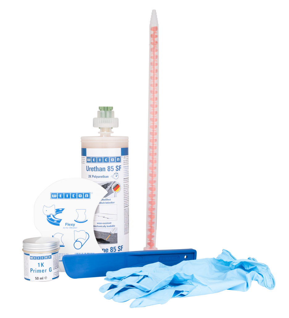 Belt Repair Kit SF | schnellhärtende Polyurea Reparatur- und Beschichtungsmasse für Oberflächen aus Gummi, Arbeitspackung