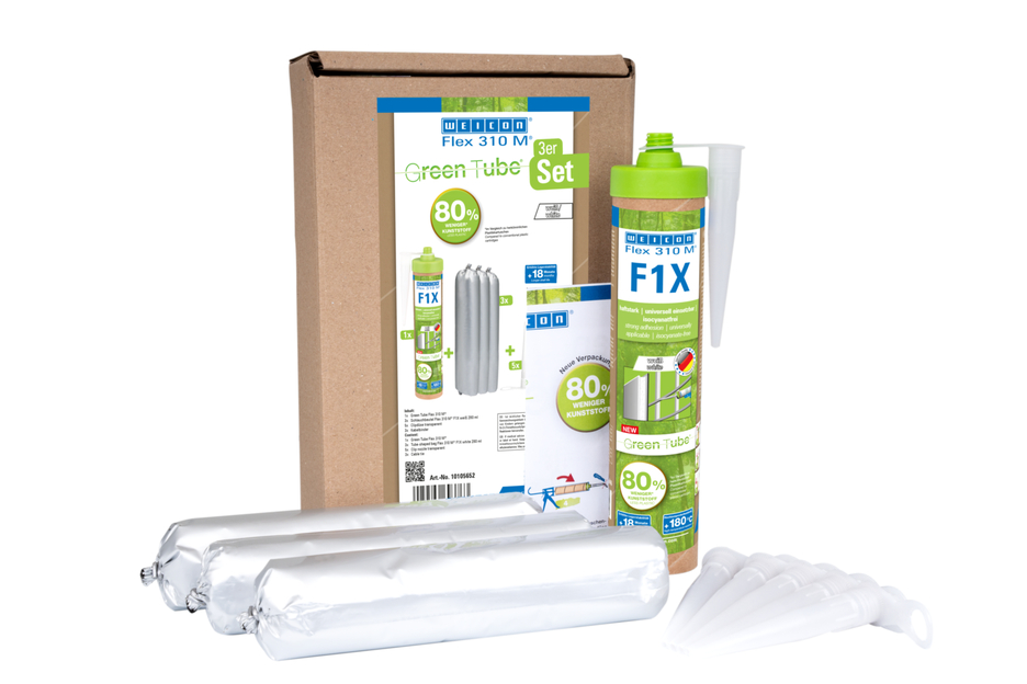 WEICON Green Tube Flex 310 M F1X | MS polymer-based adhesive and sealant with very high initial adhesion, temperature-resistant up to 180°C