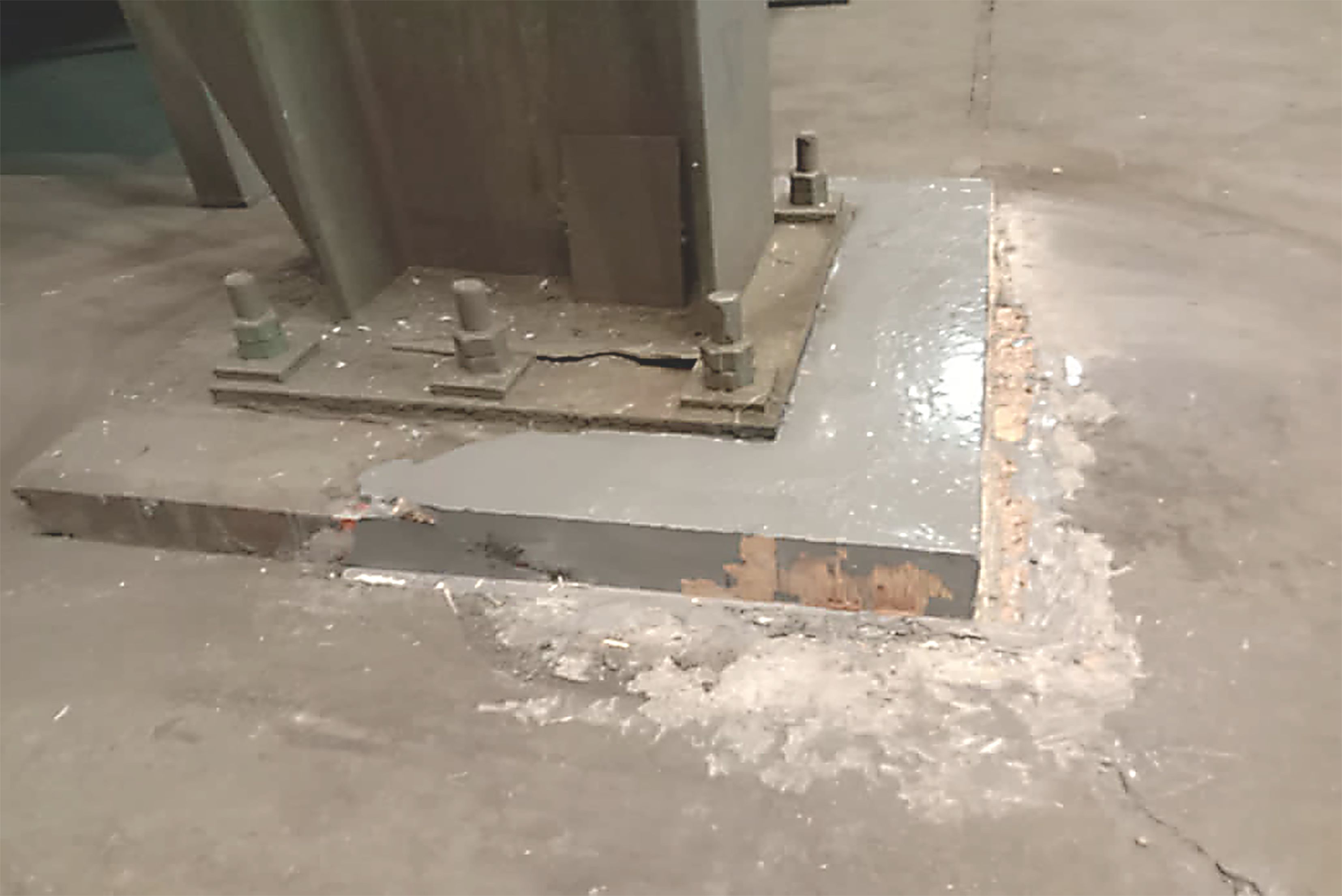 industrial equipment, machine base, metal bolt, concrete floor, anchor bolts