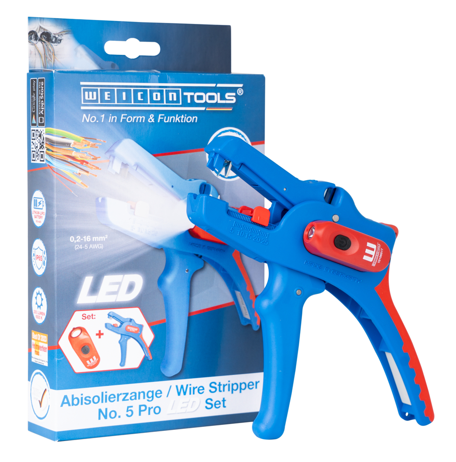 Abisolierzange No.5 Pro LED Set | 2-teiliges Set inkl. Abisolierzange und LED Work Light
