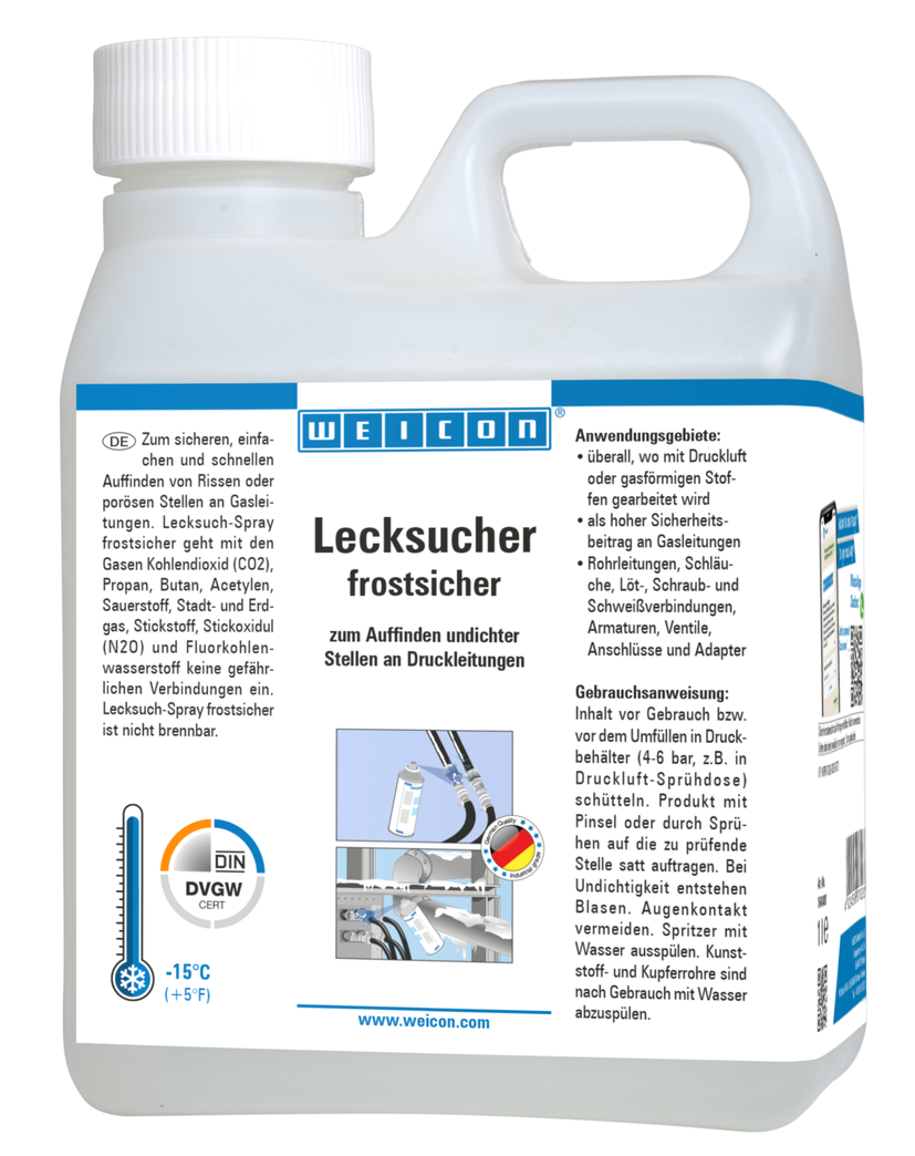 Lecksucher frostsicher | zum Auffinden von Rissen an Druckleitungen bis zu -15 °C Lecksucher frostsicher | zum Auffinden von Rissen an Druckleitungen bis zu -15 °C