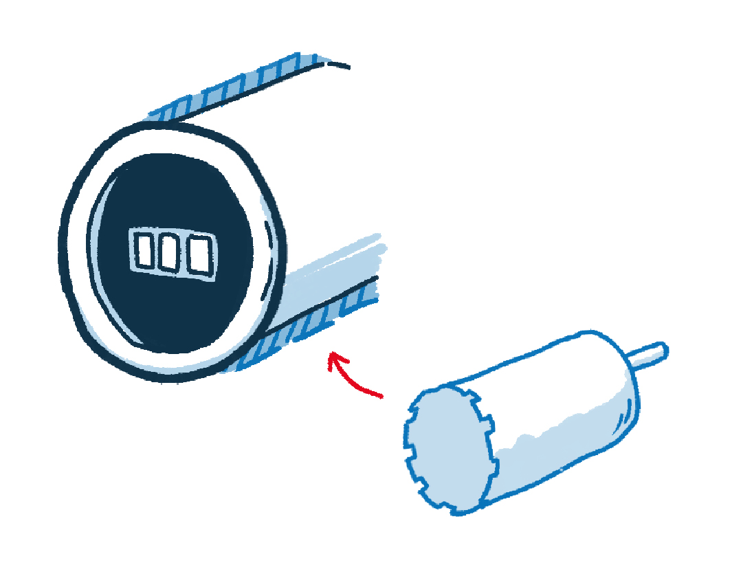 measuring tape, tape roll, blue color, digital display, retractable tape