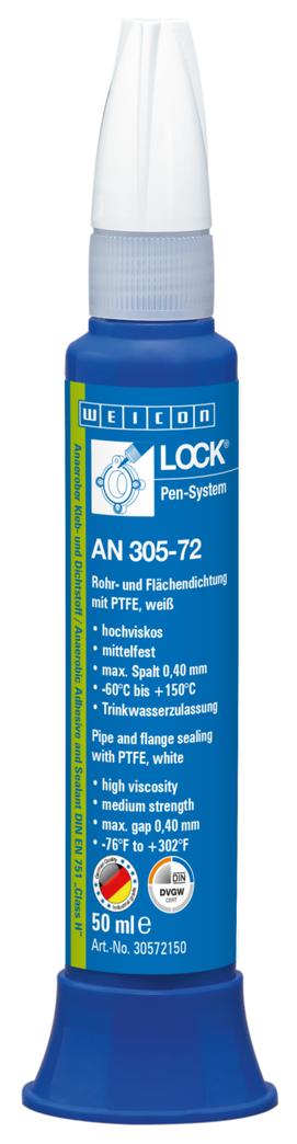 WEICONLOCK® AN 305-72 Rohr- und Flächendichtung | mit PTFE, mittelfest, mit Trinkwasserzulassung WEICONLOCK® AN 305-72 Rohr- und Flächendichtung | mit PTFE, mittelfest, mit Trinkwasserzulassung