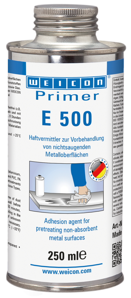 Primer E 500 | Haftvermittler für nichtsaugende Metalloberflächen, speziell für Silikone Primer E 500 | Haftvermittler für nichtsaugende Metalloberflächen, speziell für Silikone
