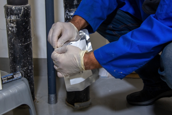 gloves, handyman, foil packet, seal, worksite