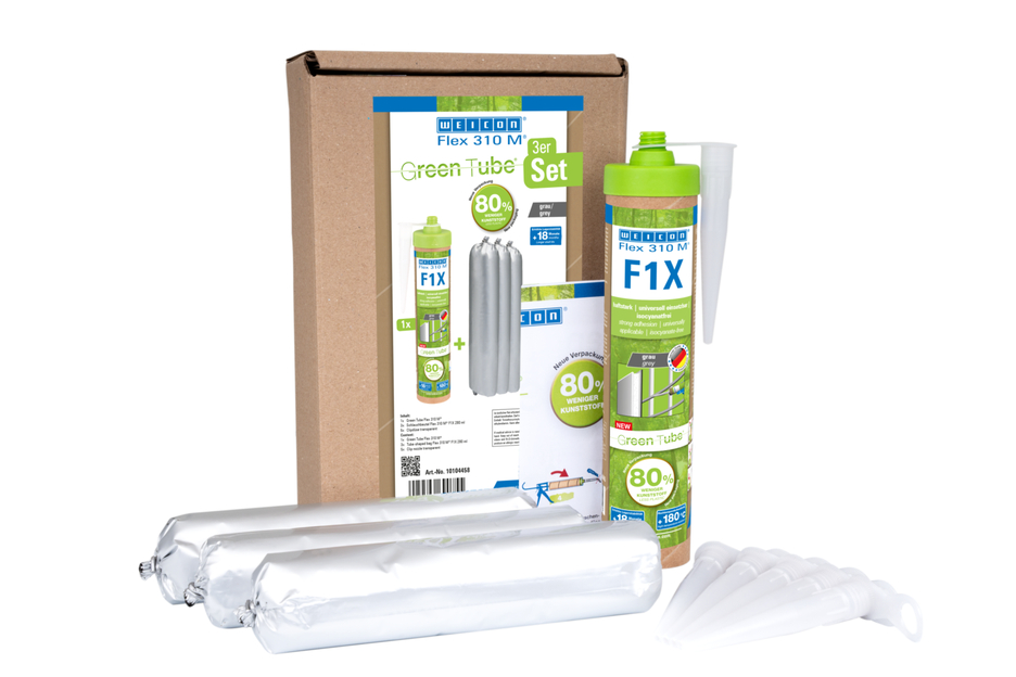 WEICON Green Tube Flex 310 M F1X | Kleb- und Dichtstoff mit sehr hoher Anfangshaftung auf MS-Polymer-Basis, temperaturbeständig bis 180°C