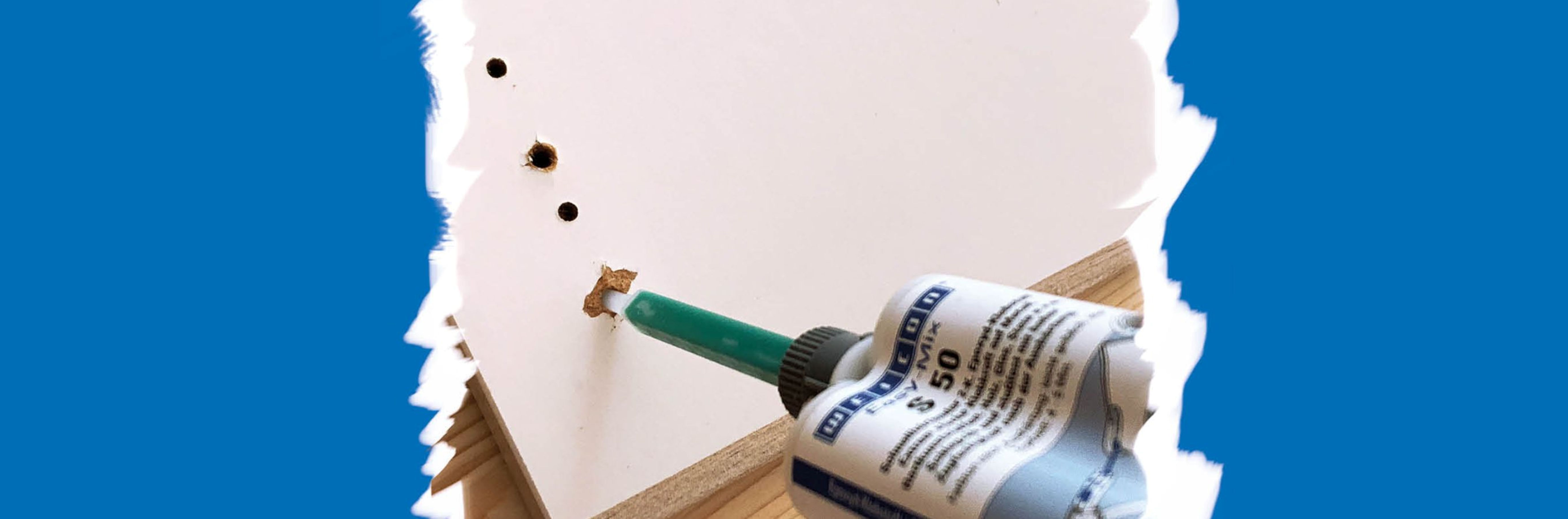 wood adhesive, syringe applicator, green nozzle, DIY repair