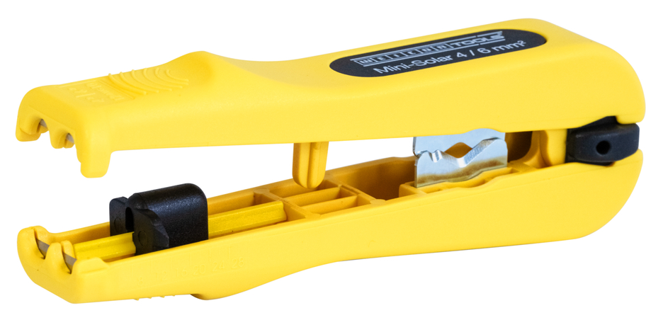 Mini-Solar 4/6 mm² | zum Entmanteln und Abisolieren gängiger Photovoltaik-Kabel mit einem Querschnitt von 4 & 6 mm² Mini-Solar 4/6 mm² | zum Entmanteln und Abisolieren gängiger Photovoltaik-Kabel mit einem Querschnitt von 4 & 6 mm²