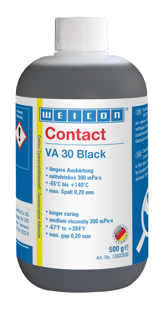 VA 30 Black Cyanoacrylate Adhesive | instant adhesive with medium viscosity, rubber-filled