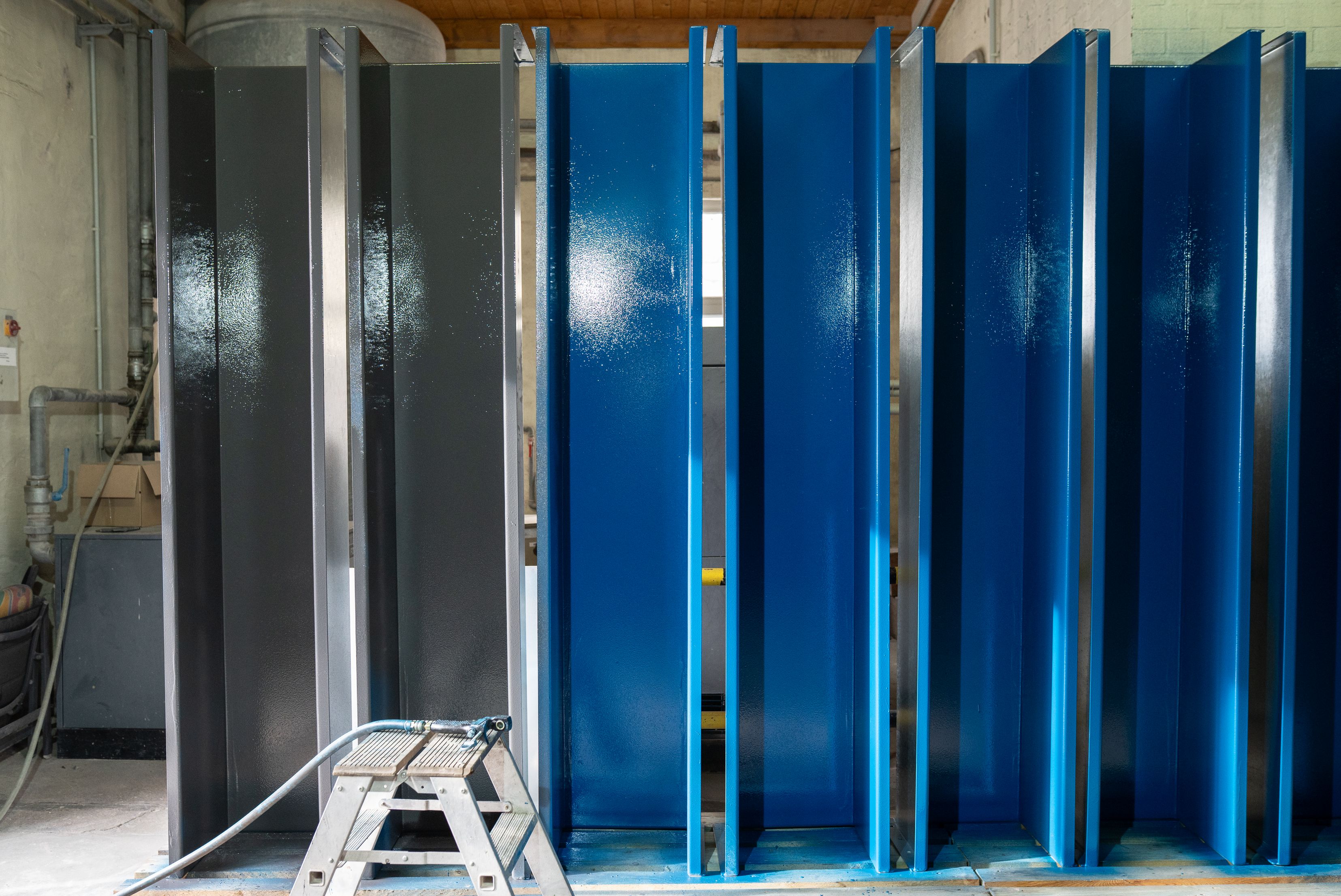 steel, panels, blue, industrial, machinery