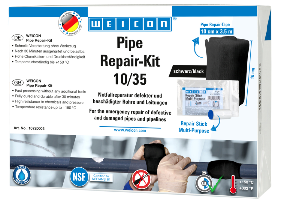 Pipe Repair-Kit | für die Notfall-Reparatur beschädigter Rohre und Leitungen