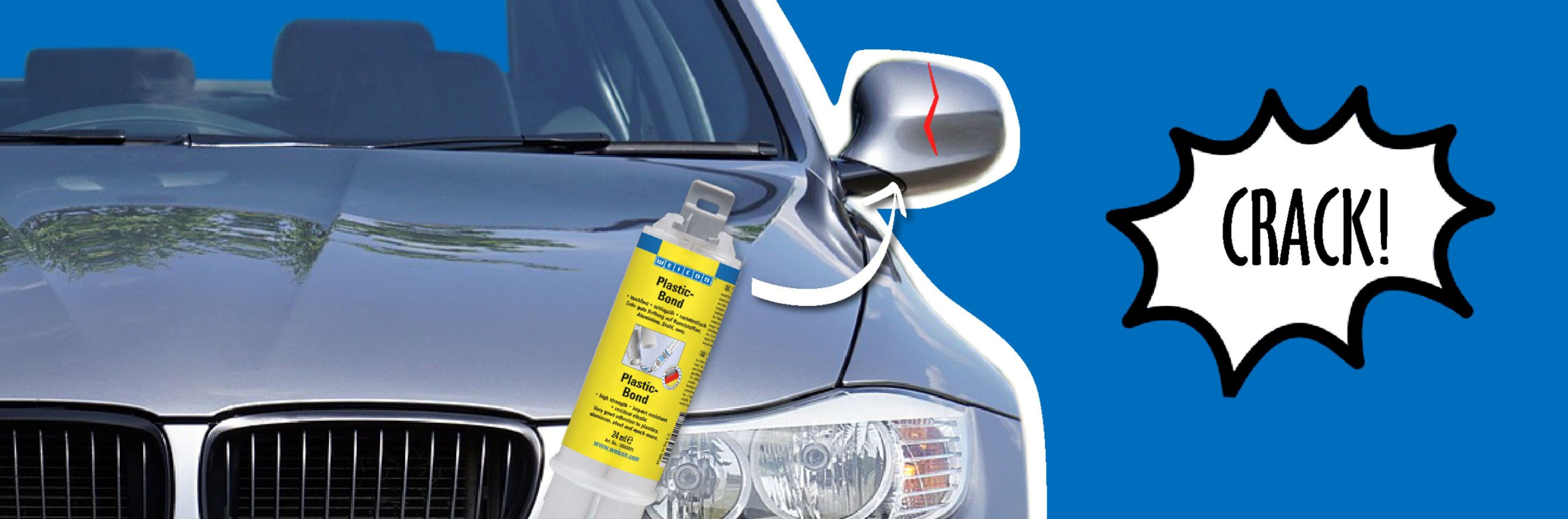 Plastic adhesive, Automotive repair, Yellow tube, 24 ml