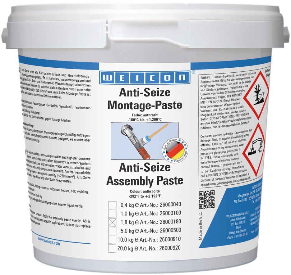 Anti-Seize Assembly Paste, lubricant and release agent paste