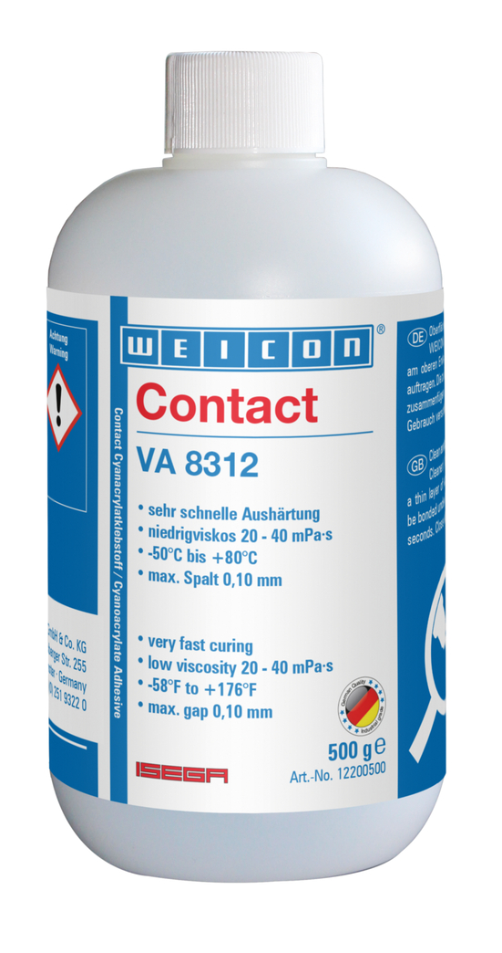 VA 8312 Cyanacrylat-Klebstoff | Sekundenkleber für den Lebensmittelbereich sowie EPDM-Elastomere und Gummi