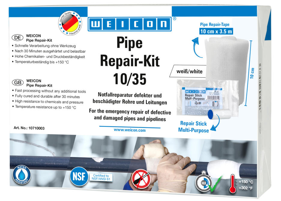 Pipe Repair-Kit | für die Notfall-Reparatur beschädigter Rohre und Leitungen