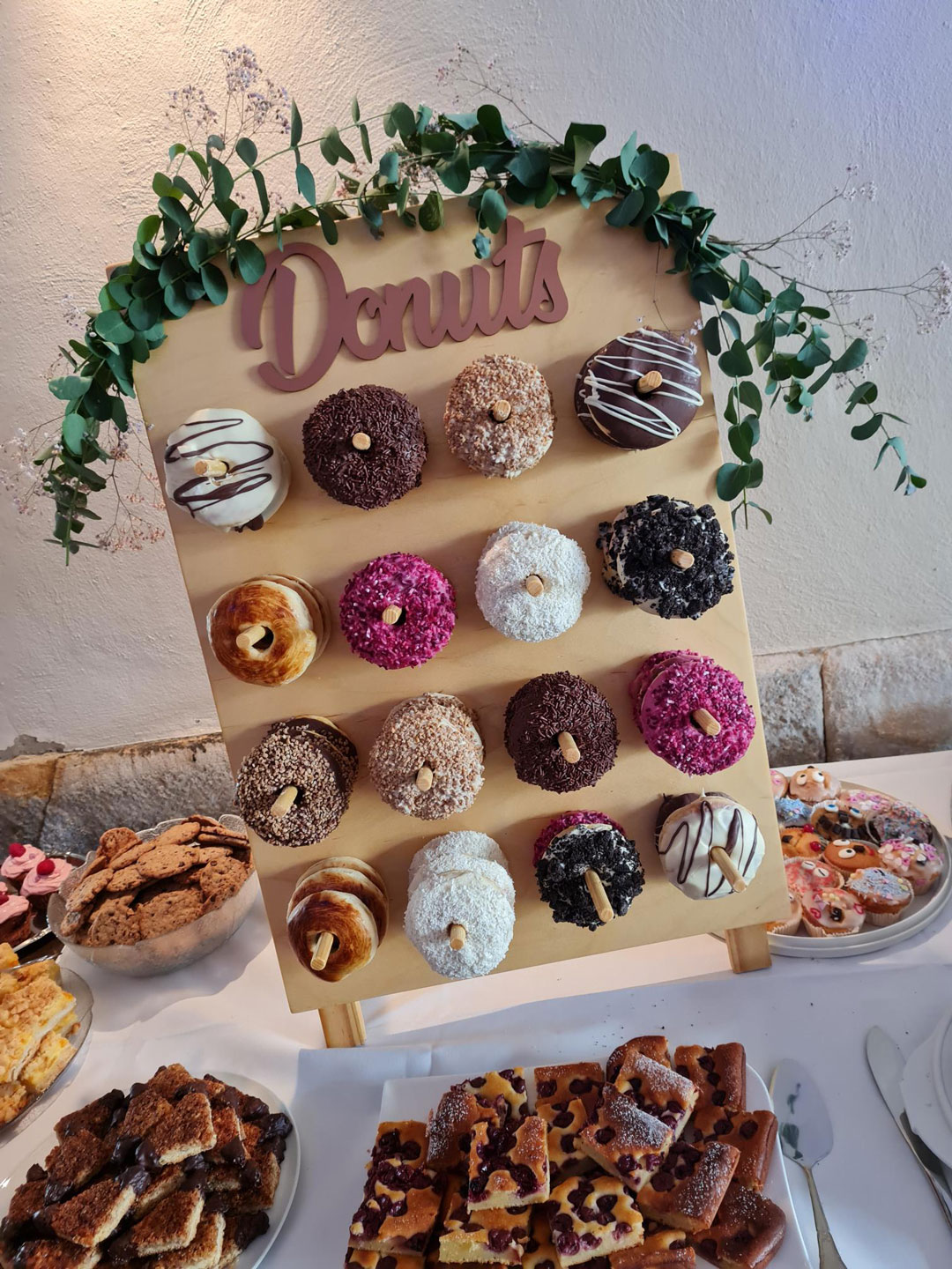 donuts, donut board, assorted donuts, glazed donuts, dessert platter