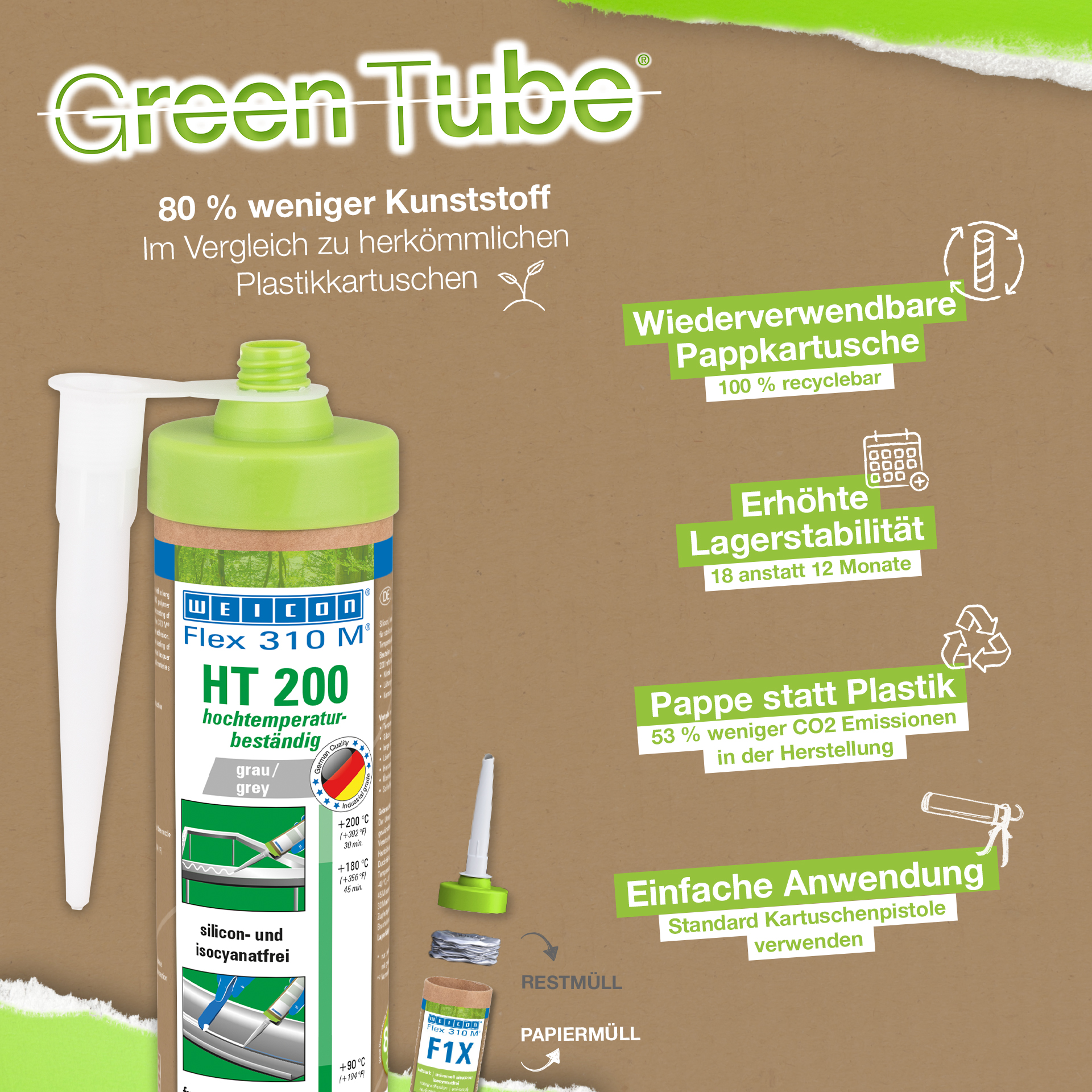 Flex 310 M® HT 200 | Kleb- und Dichtstoff mit hoher Anfangshaftung – ideal für Pulverbeschichtung und hitzebeständig bis 200 °C