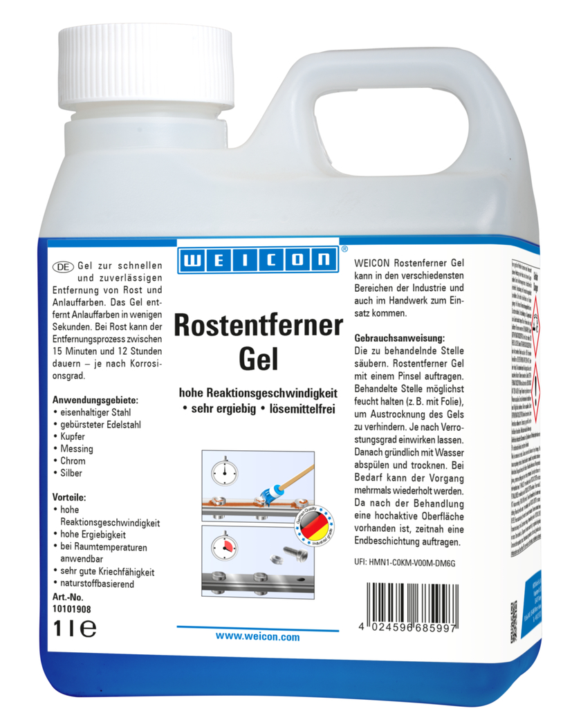 WEICON Rostentferner Gel | schnelle und zuverlässige Entfernung von Rost und Anlauffarben