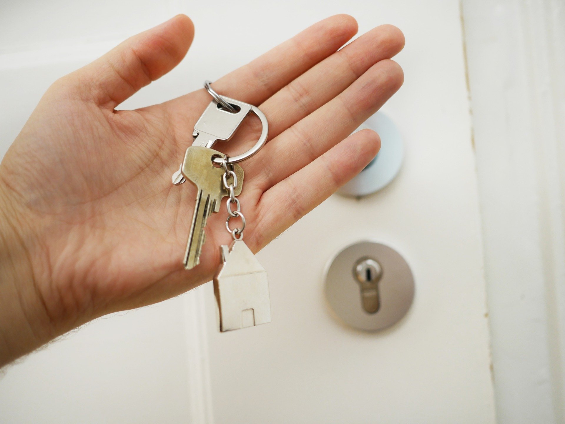 keychain, keys, house, miniature, metallic