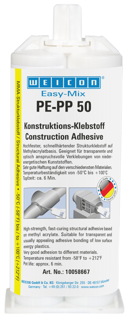 Easy-Mix PE-PP 50 Structural Acrylic Adhesive | construction adhesive based on methyl acrylate for special plastics Easy-Mix PE-PP 50 Structural Acrylic Adhesive | construction adhesive based on methyl acrylate for special plastics
