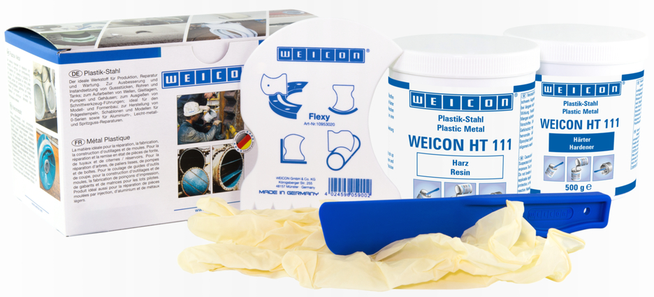 WEICON HT 111 | stahlgefülltes hochtemperaturbeständiges Epoxidharz-System für Reparatur und Formgebung