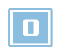 Buchstabe O ist in einem blauen Quadrat, Bild ist hell hinterlegt