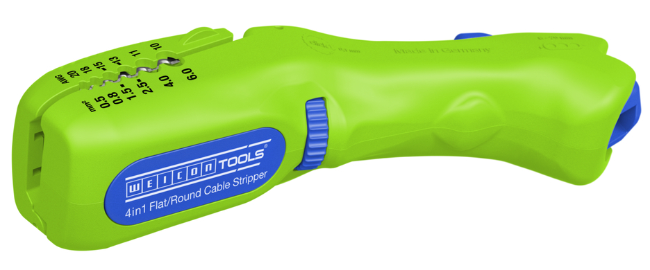 4in1 Flat and Round Cable Stripper | Stripping tools made from up to 97% renewable raw materials I for all common flat cables up to a width of 18 mm and all common round cables with a diameter of 6-13 mm
