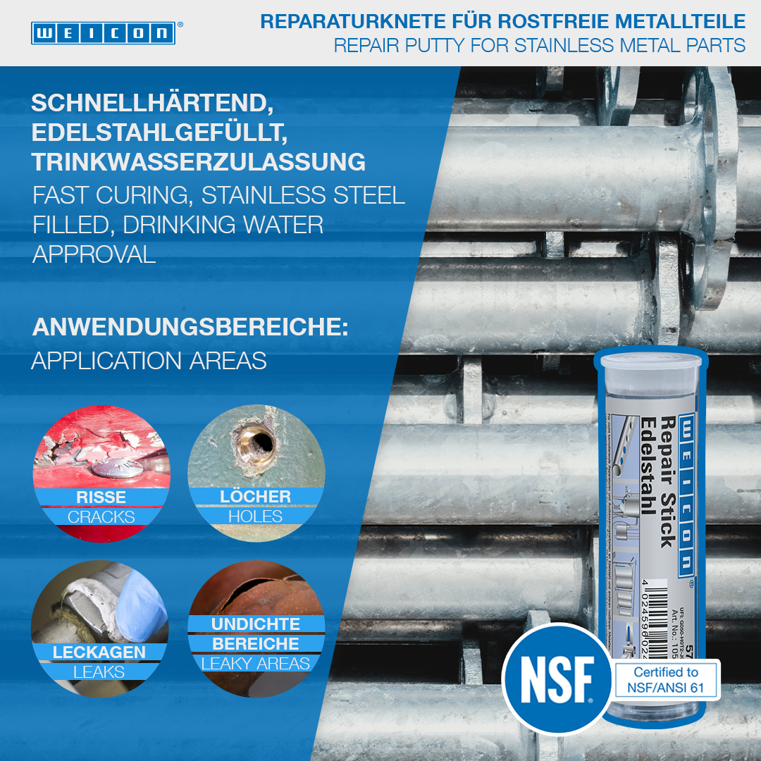 Repair Stick Stainless Steel | Non-corrosive repair putty with drinking water approval
