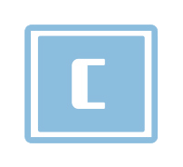 Buchstabe C ist in einem blauen Quadrat, Bild ist hell hinterlegt
