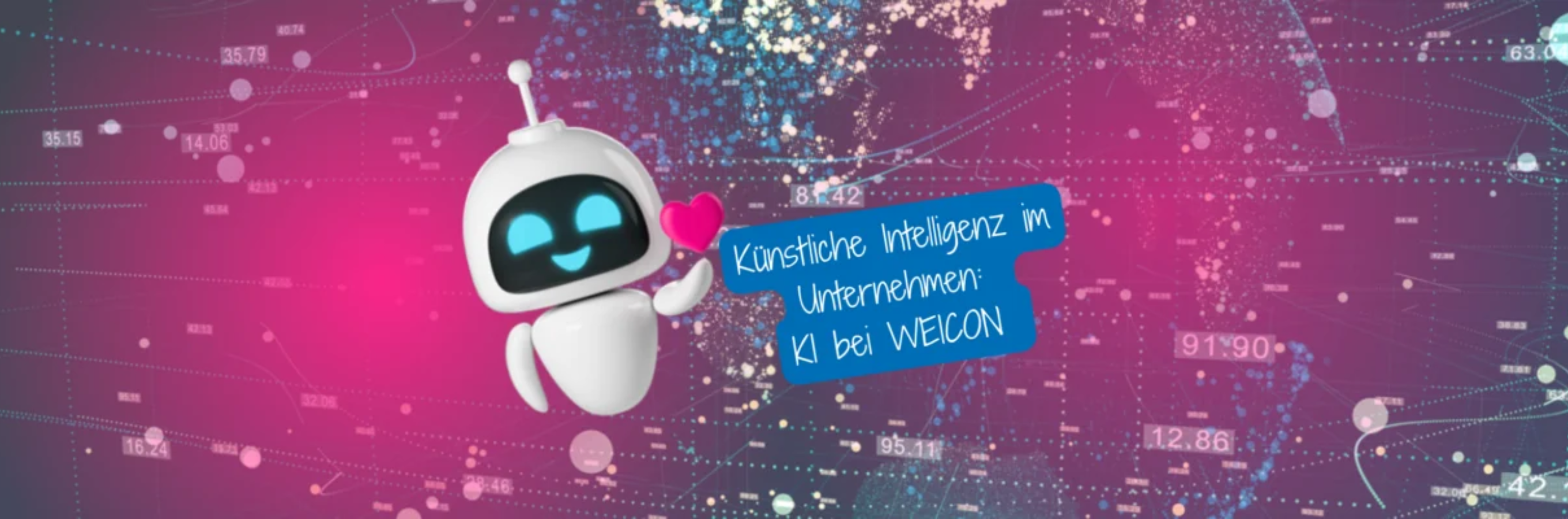 AI illustration, robot mascot, white robot, digital technology, pink heart