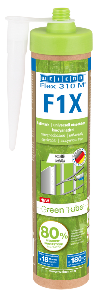 WEICON Green Tube Flex 310 M F1X | Kleb- und Dichtstoff mit sehr hoher Anfangshaftung auf MS-Polymer-Basis, temperaturbeständig bis 180°C