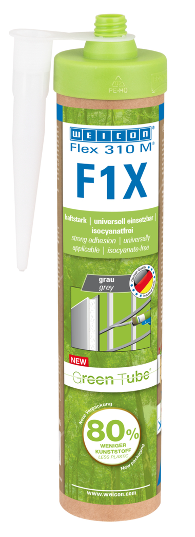 WEICON Green Tube Flex 310 M F1X | Kleb- und Dichtstoff mit sehr hoher Anfangshaftung auf MS-Polymer-Basis, temperaturbeständig bis 180°C