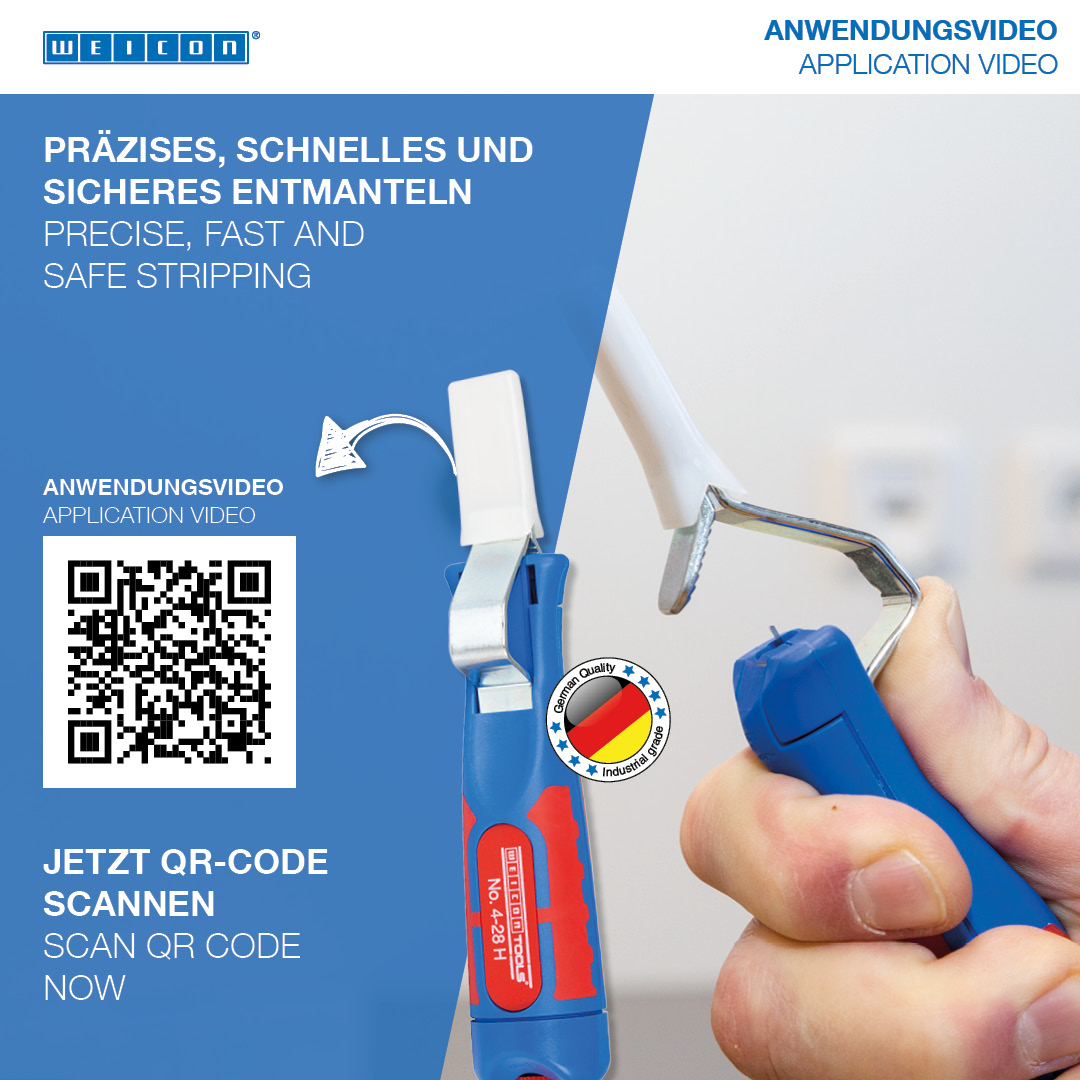 Kabelmesser No. 4-28 H | mit  2-Komponenten-Griff  inkl. Hakenklinge und Schutzkappe | Arbeitsbereich 4 - 28 mm Ø